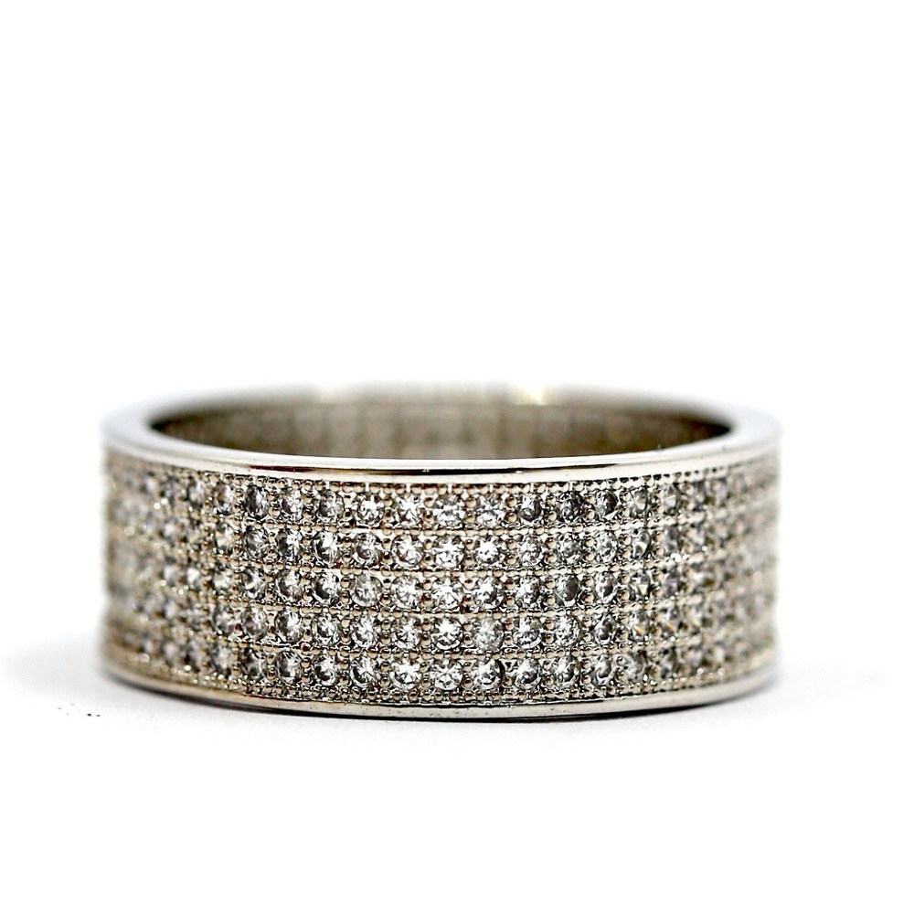 18k Gold Dipped White Topaz Pave Band - image 2